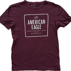 American Eagle Outfitters Men's Burgundy Graphic Tee